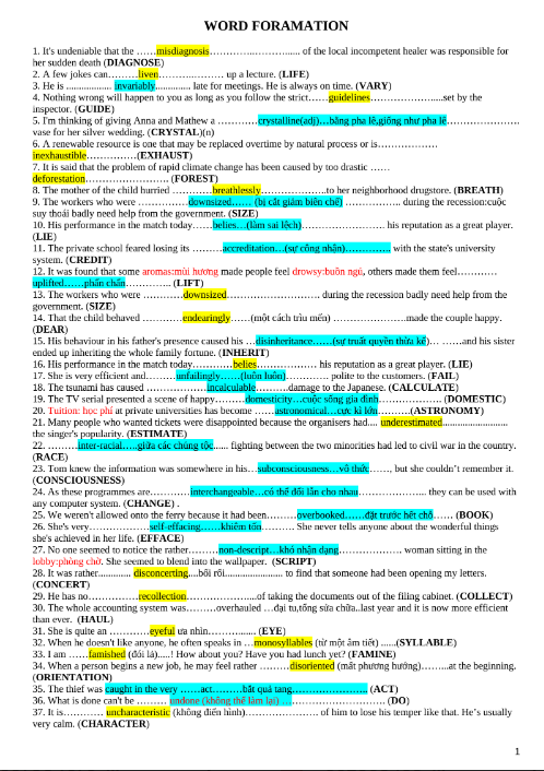 Tải FREE tài liệu 500 Câu Word Form Thi HSG PDF