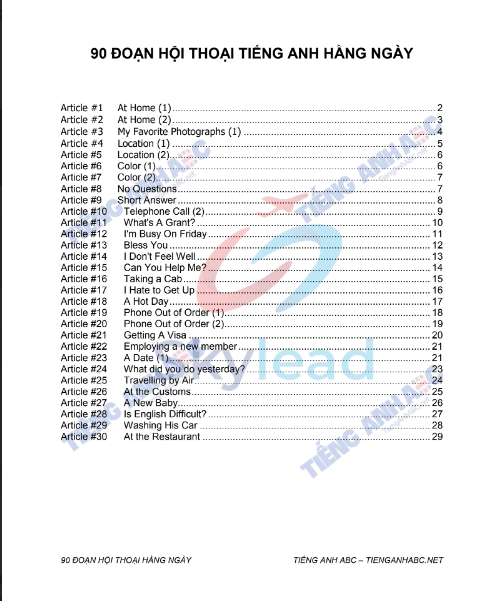 Tải FREE tài liệu 90 Đoạn Hội Thoại Tiếng Anh Hằng Ngày PDF
