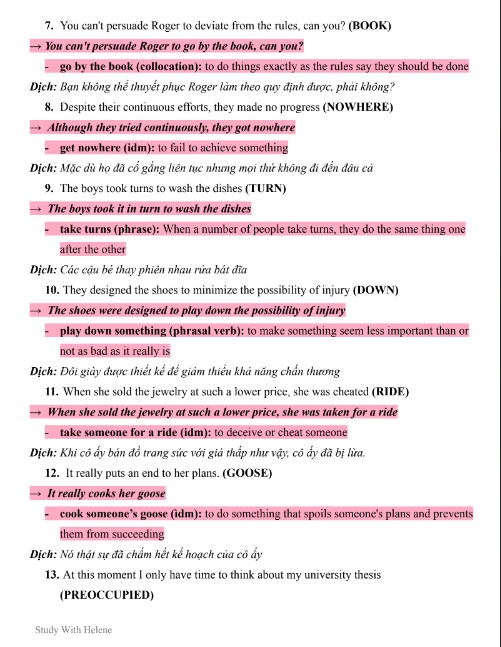 Tải FREE tài liệu Answer Key 1000 Sentence Transformation PDF