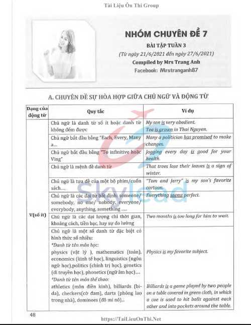 Tải FREE tài liệu Bài Tập Tuần 1 Chuyên Đề Thì Động Từ PDF 1