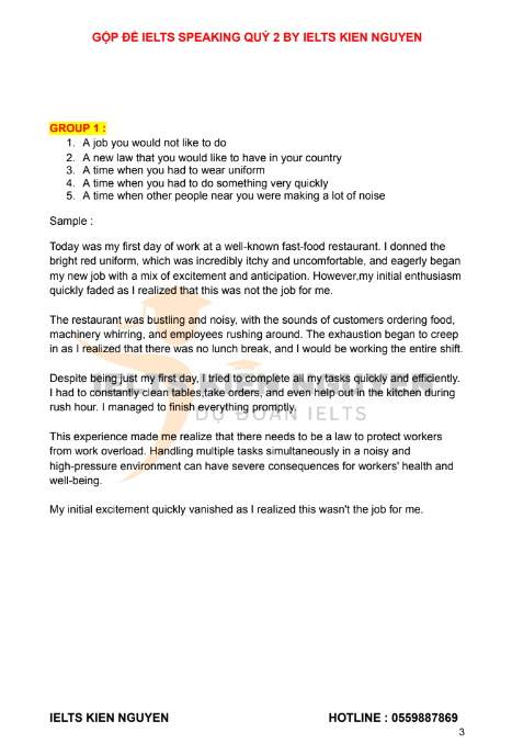 Tải FREE tài liệu Gộp Đề IETLS Speaking Quý 2 PDF - T5 Đến T8 - 2024