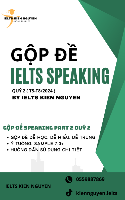Tải FREE tài liệu Gộp Đề IETLS Speaking Quý 2 PDF - T5 Đến T8 - 2024