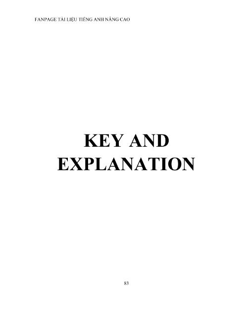 Tải FREE tài liệu Key And Explanation PDF - Tài Liệu Tiếng Anh Nâng Cao