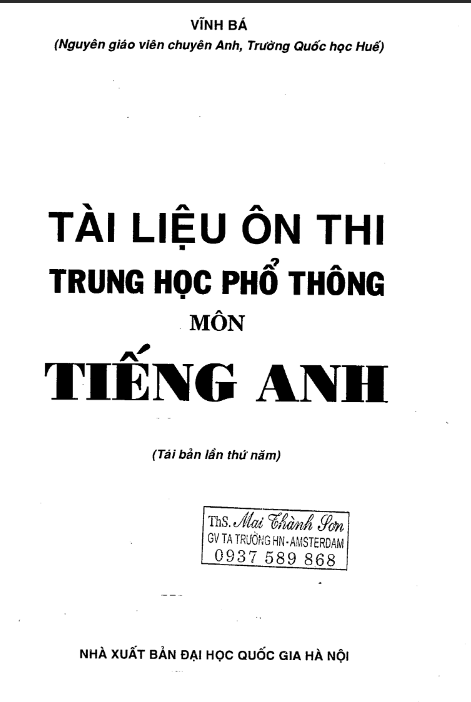 Tải FREE tài liệu Ôn Thi Trung Học Phổ Thông Môn Tiếng Anh PDF