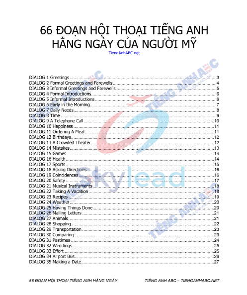 Tải FREE tài liệu PDF 66 Đoạn Hội Thoại Tiếng Anh Hằng Ngày Của Người Mỹ