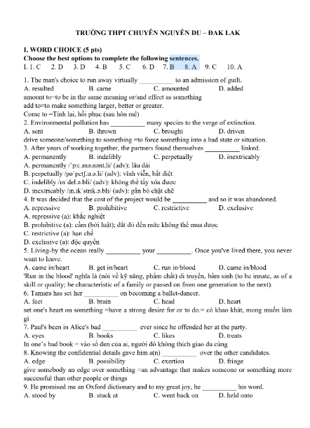 Tải FREE Đề Thi Thử PDF Trường THPT Chuyên Nguyễn Du - Đak Lak Lớp 9