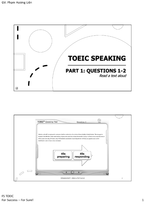 Tải FREE tài liệu TOEIC Speaking PDF - Part 1 Question 1 - 2