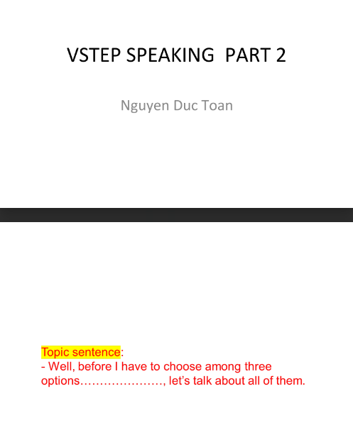 Tải FREE tài liệu Vstep Speaking Part 2 - Nguyễn Đức Toàn PDF