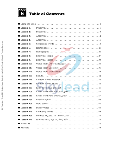 Tải FREE sách PDF 240 Vocabulary Words 6th Grade Kids Need To Know