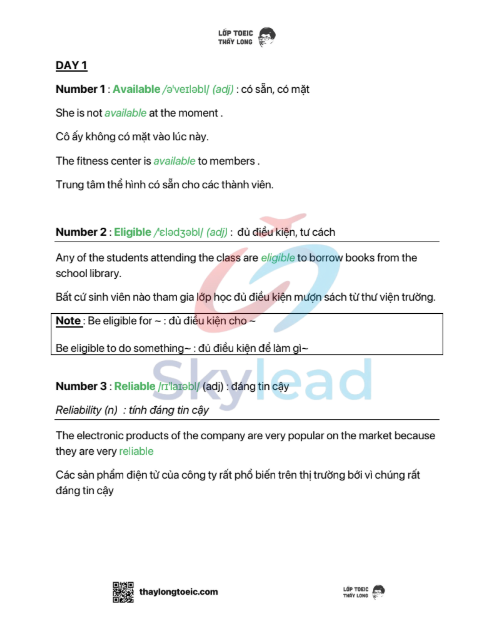 Tải FREE sách 500 Từ Vựng Toeic PDF có tiếng Việt 2