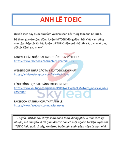 Tải FREE sách TOEIC RC 1000 Cuốn 1 PDF có tiếng Việt 2