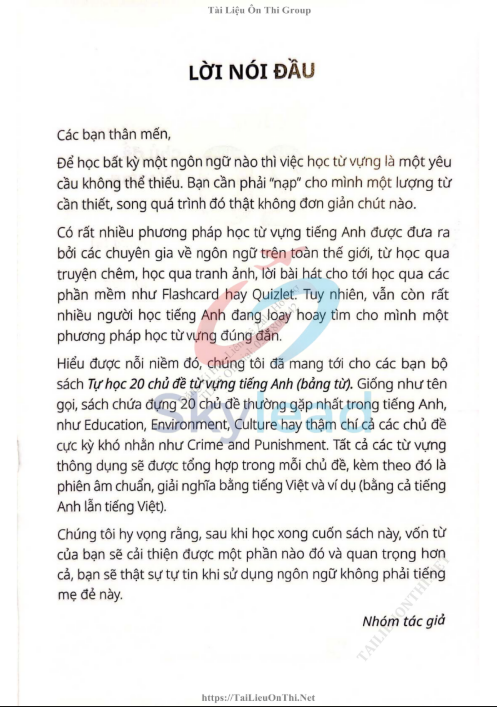 Tải FREE sách Tự Học 20 Chủ Đề Từ Vựng Tiếng Anh PDF 2