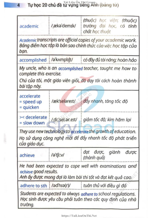 Tải FREE sách Tự Học 20 Chủ Đề Từ Vựng Tiếng Anh PDF 4