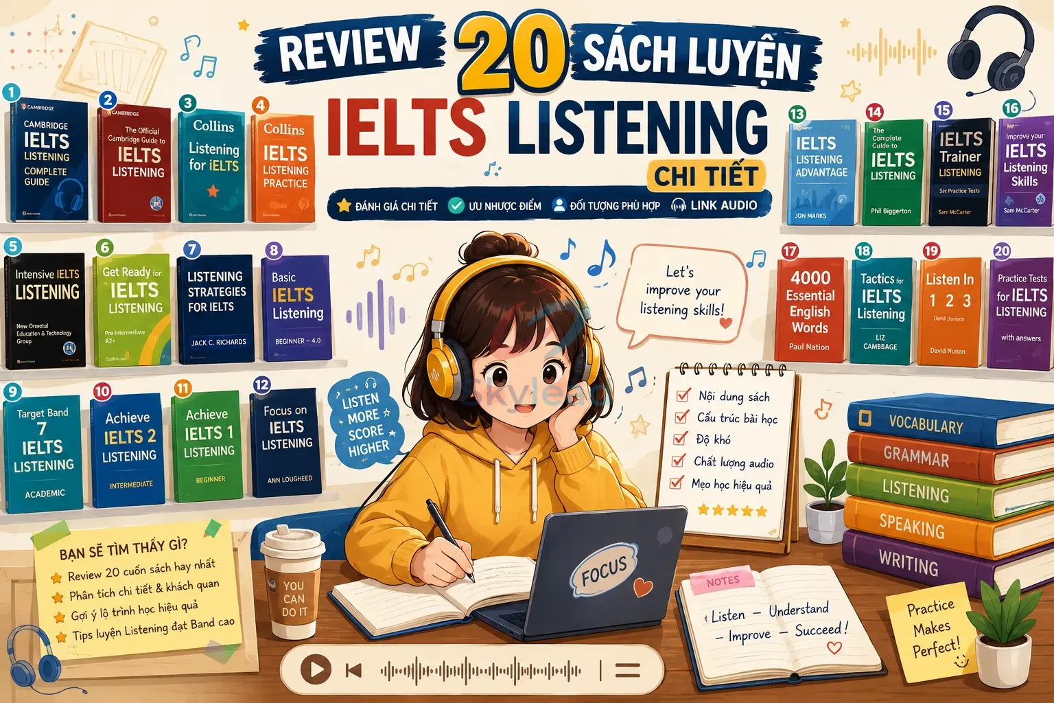 Review 20 Sách Luyện IELTS Listening Chi Tiết