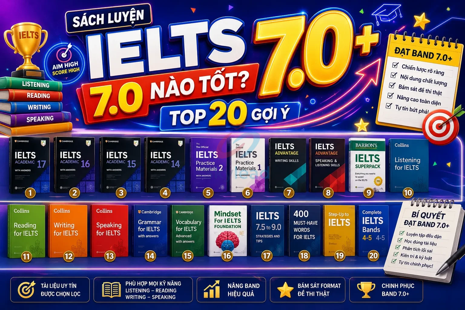 Sách luyện IELTS 7.0 nào tốt Top 20 gợi ý