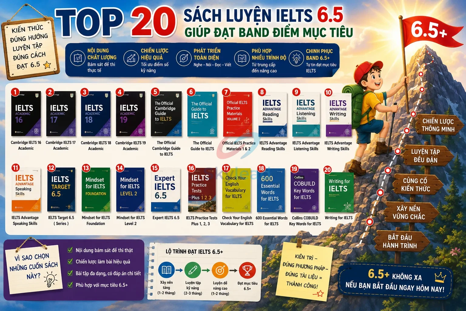 Top 20 Sách Luyện IELTS 6.5 Giúp Đạt Band Điểm Mục Tiêu