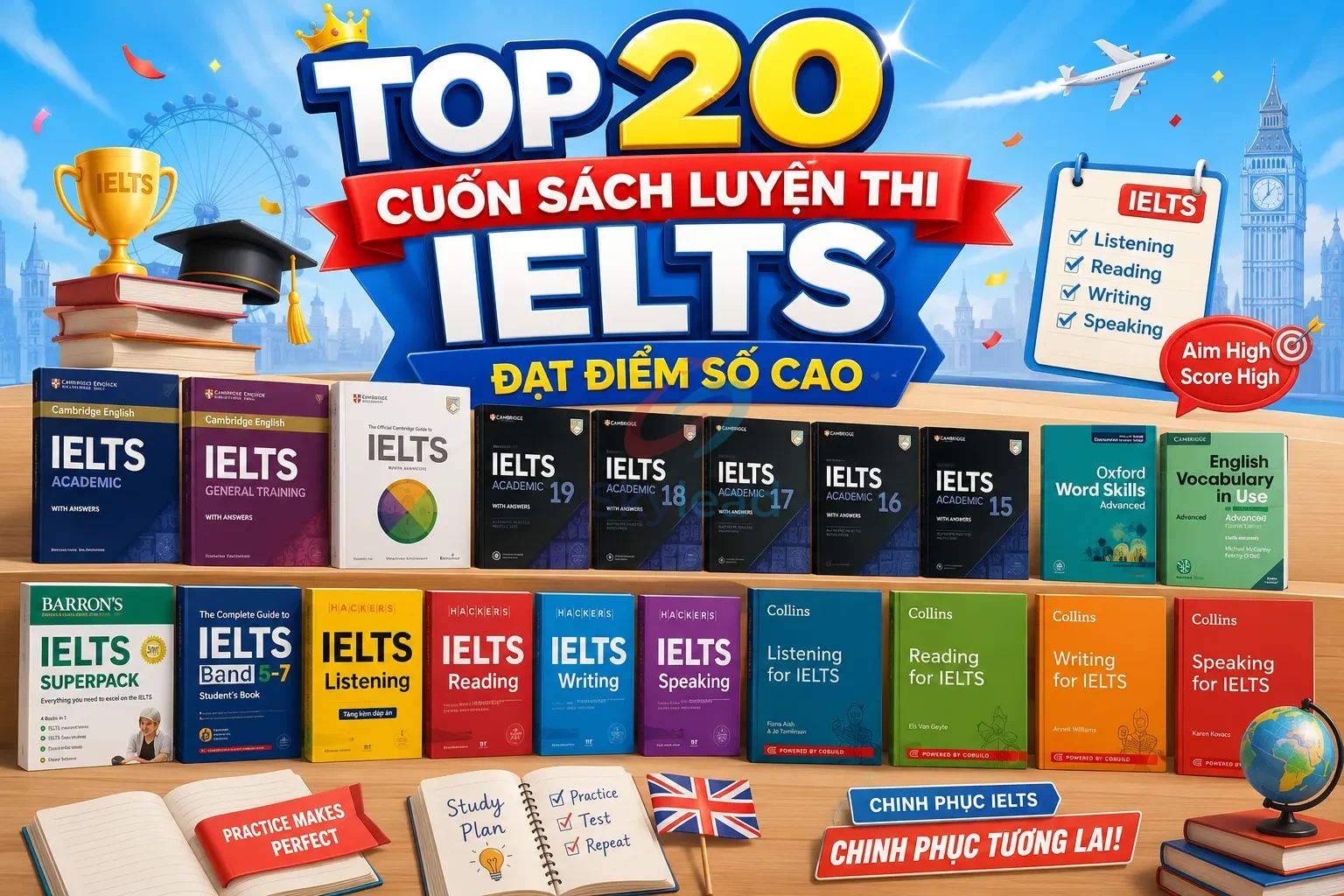 Top 20 cuốn sách luyện thi IELTS đạt điểm số cao