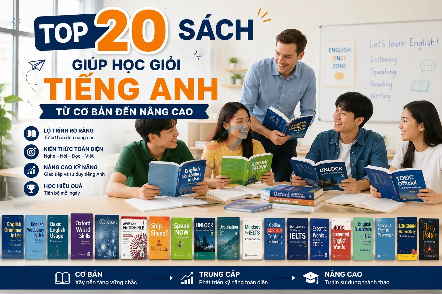 Top 20 sách giúp học giỏi Tiếng Anh từ cơ bản đến nâng cao