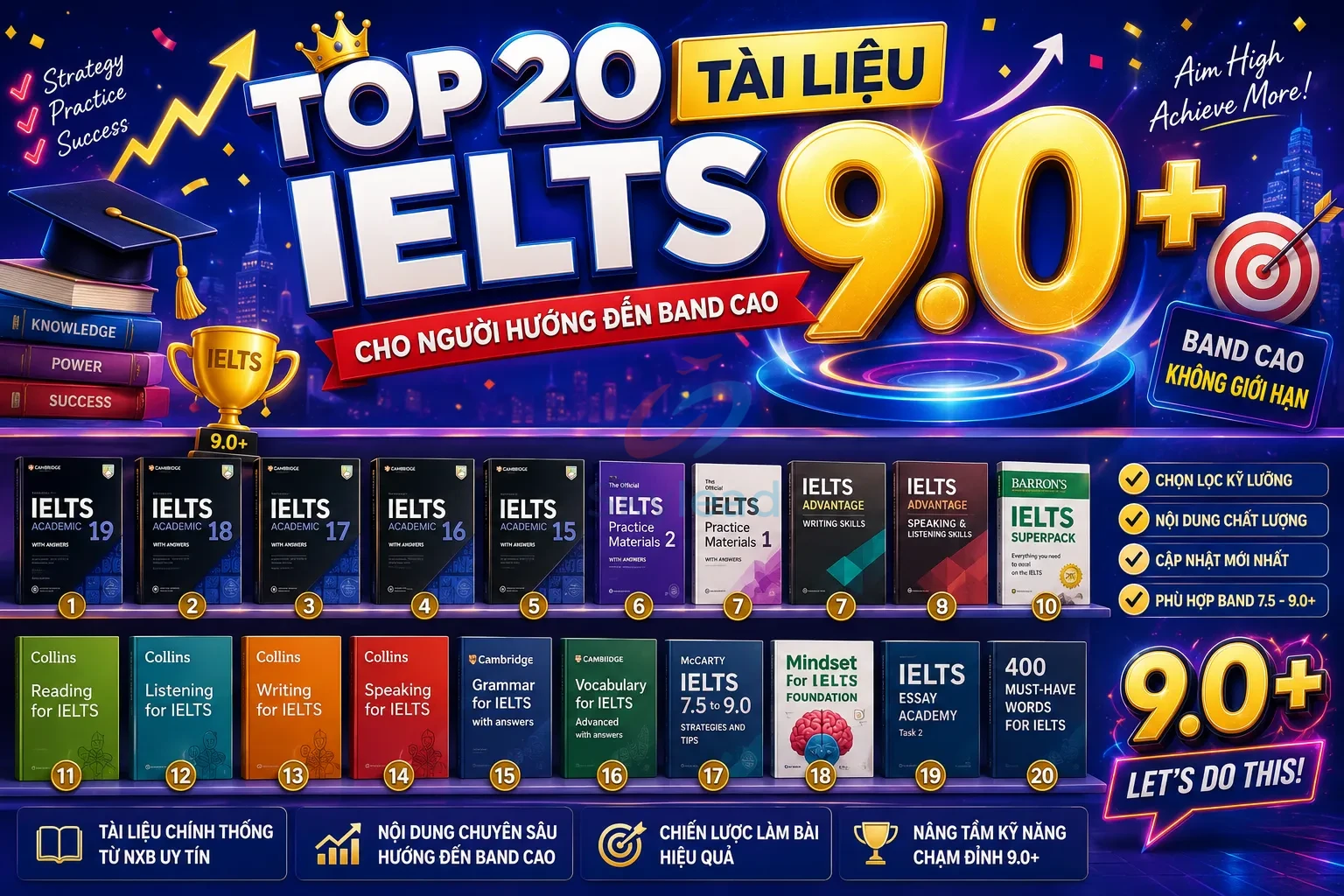 Top 20 tài liệu IELTS 9.0 cho người hướng đến band cao